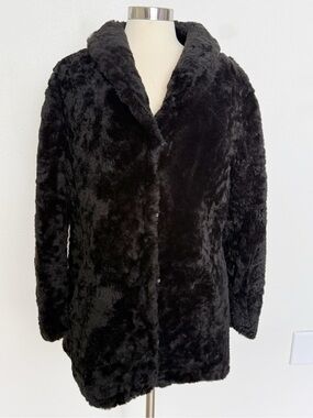 Homestead Sheepskin Vintage 80s Black Genuine Shearling Wool Coat